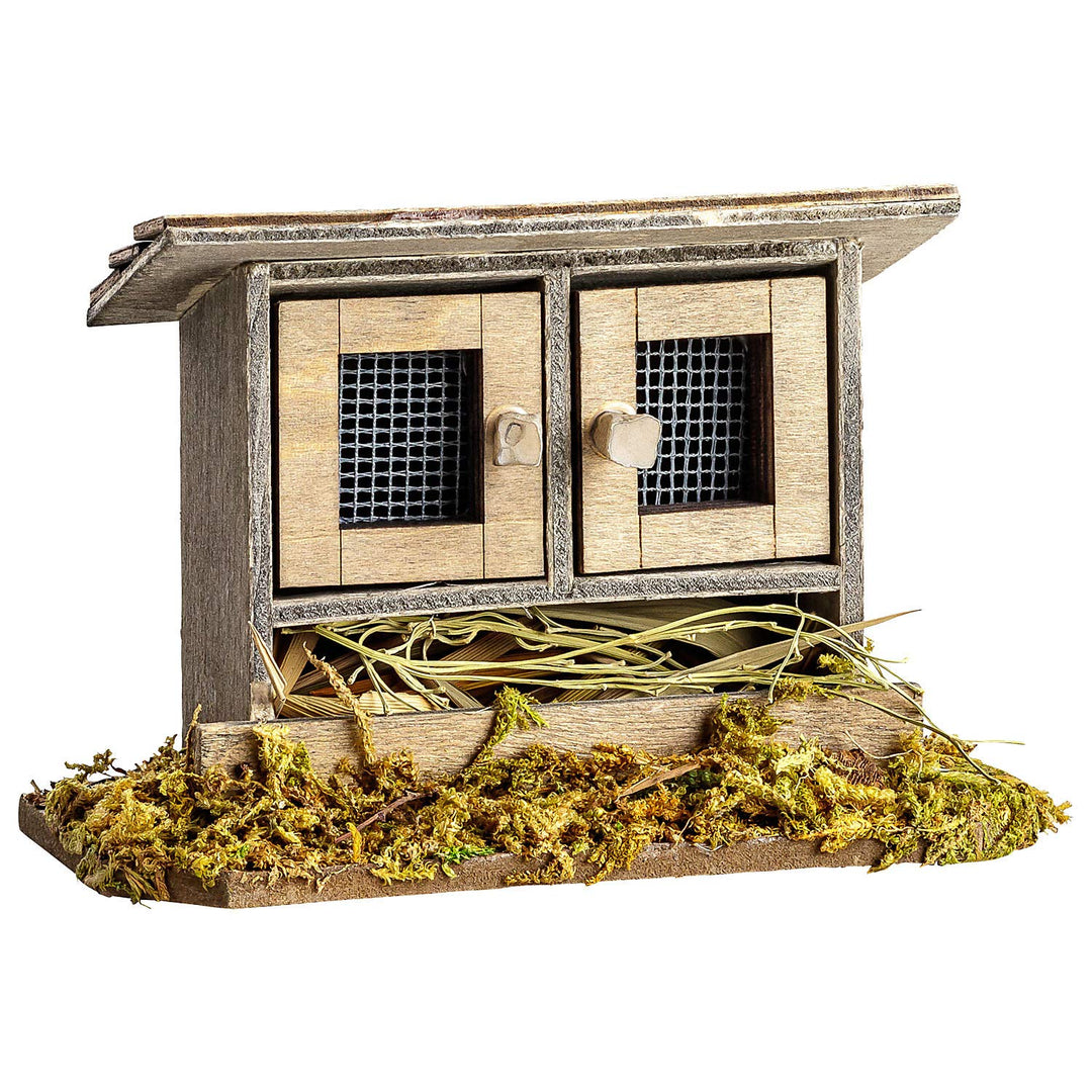 MaMeMi Krippen - Hasenstall aus Holz [ca 6 cm hoch, 8 cm breit, handgefertigt] Krippenzubehör, Kripp