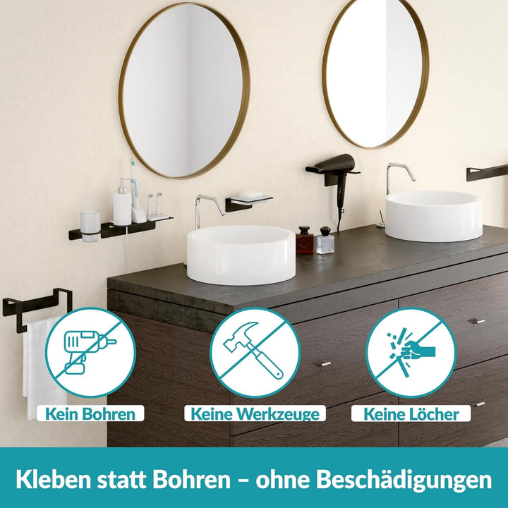 WEISSENSTEIN Seifenschale Wandmontage Ohne Bohren - Seifenablage selbstklebend mit schwarzem Edelsta