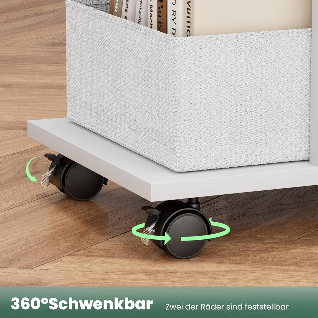 Pamapic Beistelltisch, Nachttisch mit Steckdose, Beistelltisch Schmal, 3 Ablagen C-Form Sofatisch,Co