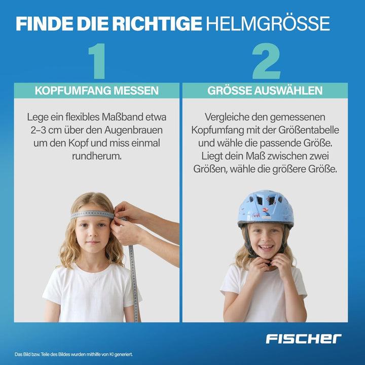 FISCHER Kinder-Helm, Fahrradhelm, Jugendhelm mit integriertem LED-Rücklicht, XS/S, 48-54cm Delfin, D