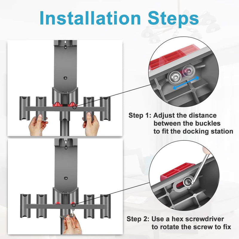 DrRobor Halterung Zubehör für Dyson V7 V8 V10 V11 V15, Wandhalterung für Dyson Staubsauger mit 9 Auf