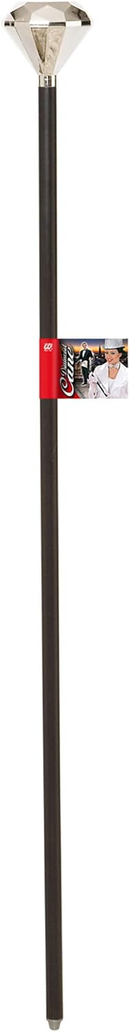 W WIDMANN MILANO Party Fashion 3022D - Stock mit Diamant, 90 cm, schwarz-silber, Kostümzubehör, Acce