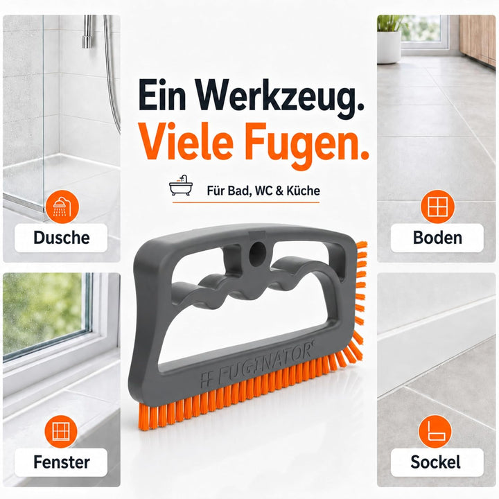 FUGINATOR® Fugenbürste – Fugenreinigung in Bad, WC, Küche - Reinigung von Wand- und Bodenfliesen - h