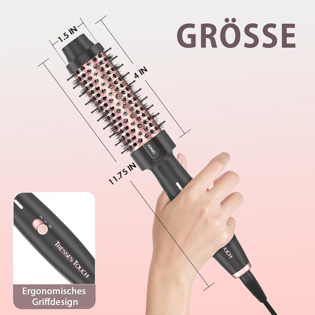 Thermal Brush, Thermobürste Negativ-Ionen, Wärmebürste Rundbürste mit 2 Temperaturstufen, Stylingbür