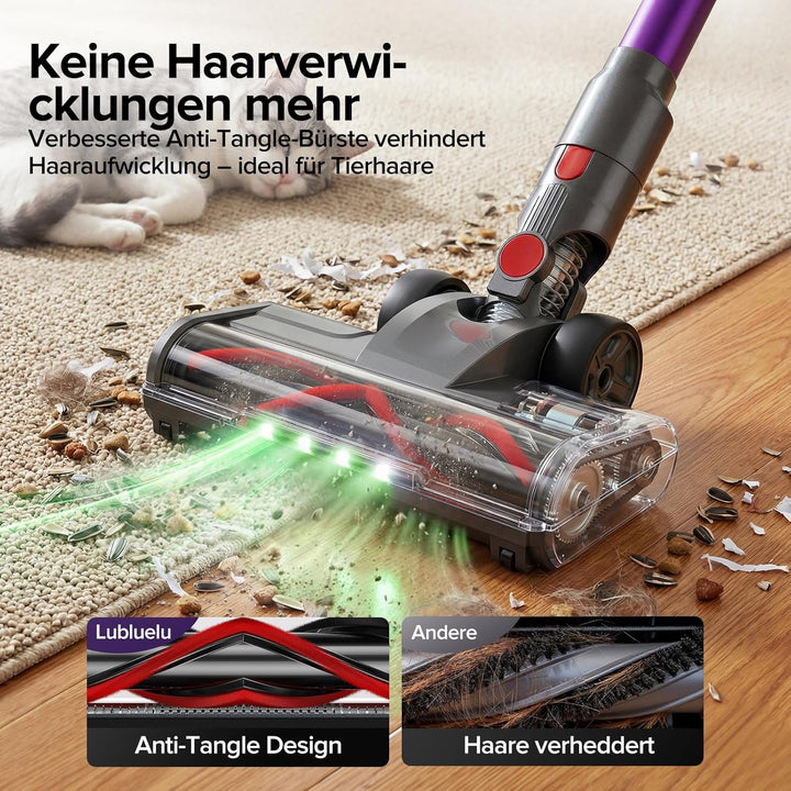 Lubluelu Akku Staubsauger Kabellos, 45kPa Saugkraft/50 Min Laufzeit, mit Selbststehend-Funktion&amp;Anti