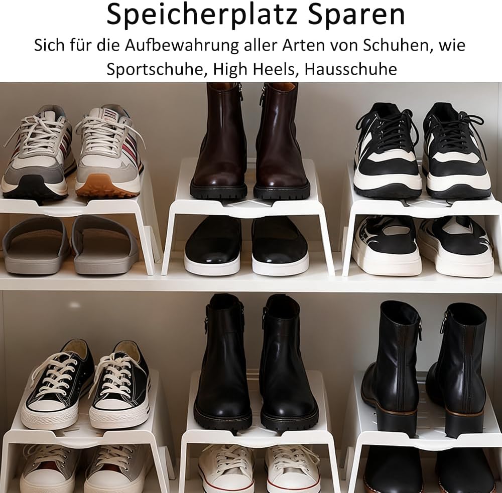 Schuhstapler, 4 Stück Schuhschlitzversteller, Schuhschlitze Organizer Platzsparend Schuhorganizer Sc