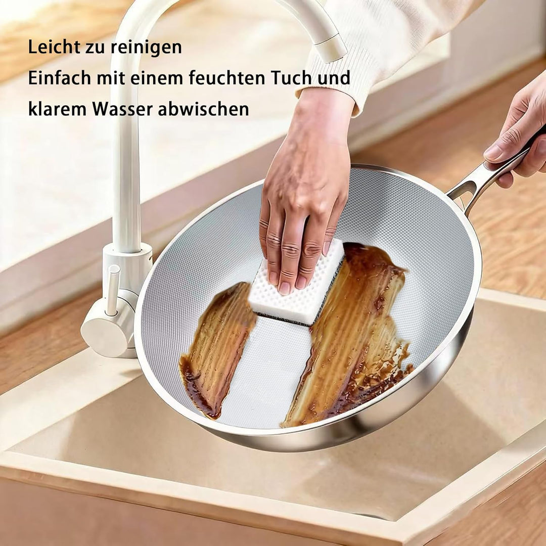 SSGP Titan-Wokpfanne 28-30cm, PFOA-frei & unbeschichtet, 3-Schicht-Vollkapselboden für Induktion & G