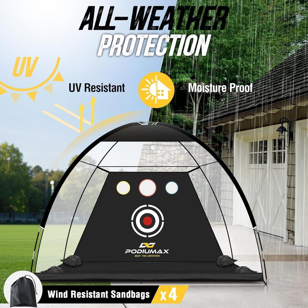 PodiuMax Golf Netz, 3x2.1M / 60x50x64CM Einfach Aufzubauendes Golfnetz Übungsnetz für Outdoor Indoor