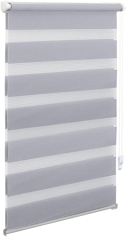 OBdeco Doppelrollo Duo Rollo Klemmfix ohne Bohren für Fenster lichtdurchlässig und verdunkelnd (95x2