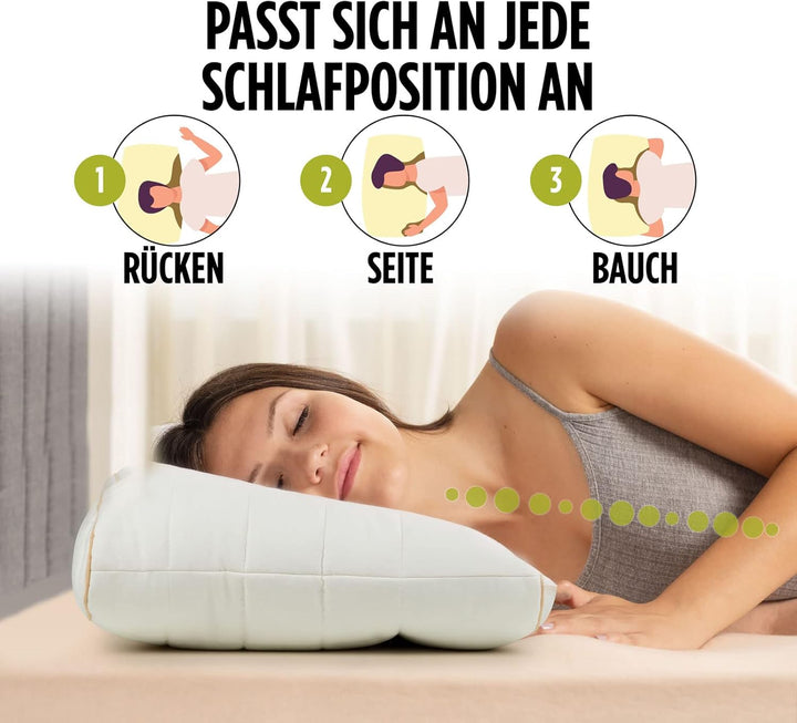 Vitapur Ergonomisches Nackenkissen & Kopfkissen für Breite Schultern - Premium Bambus Anatomisches K