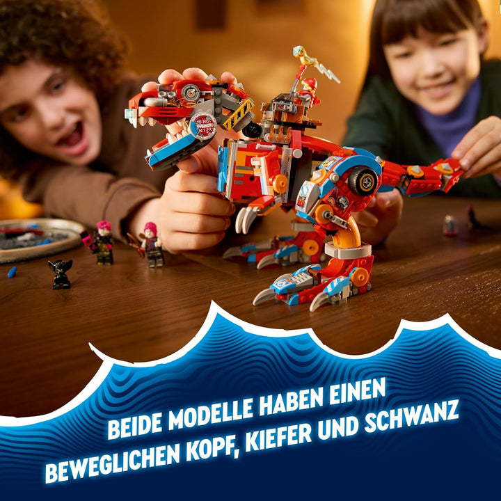 LEGO DREAMZzz 2-in-1 Coopers Dino-Mech C-Rex, Spielzeug-Pterodaktylus, T.Rex-Actionfigur für Jungen