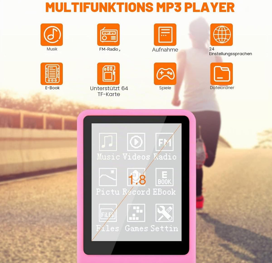 MP3/MP4 Player, Lychee Upgrade, 8 GB Digitaler Musik-Player, Tragbarer HiFi-Sound Mit Video/Sprachau
