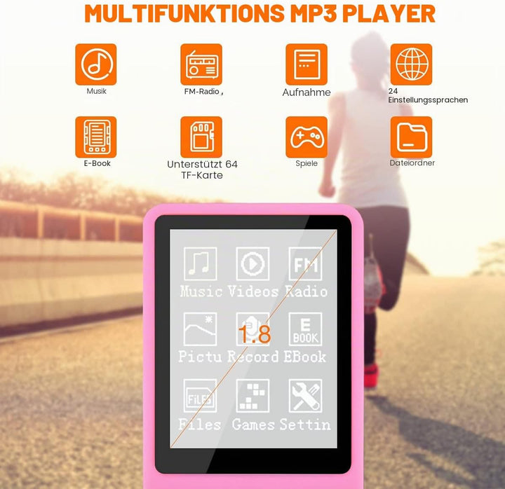 MP3/MP4 Player, Lychee Upgrade, 8 GB Digitaler Musik-Player, Tragbarer HiFi-Sound Mit Video/Sprachau