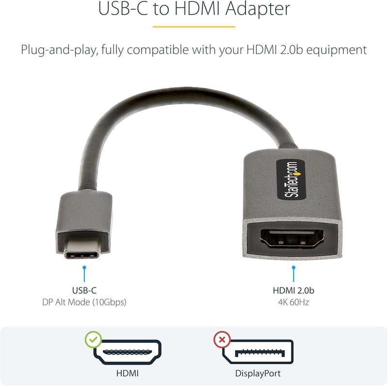 StarTech.com USB-C auf HDMI Adapter - 4K 60Hz Video, HDR10 - USB-C auf HDMI 2.0b Adapter Dongle - US