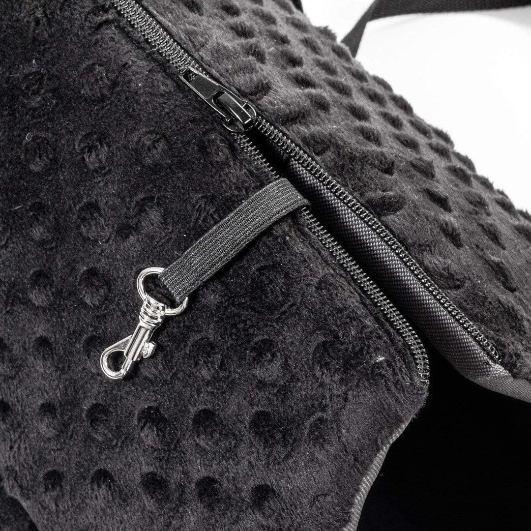 BOUTIQUE ZOO Hundetasche, Welpentasche - Schwarz (Minky), S bis 5 kg - Tragetasche für kleinen und m