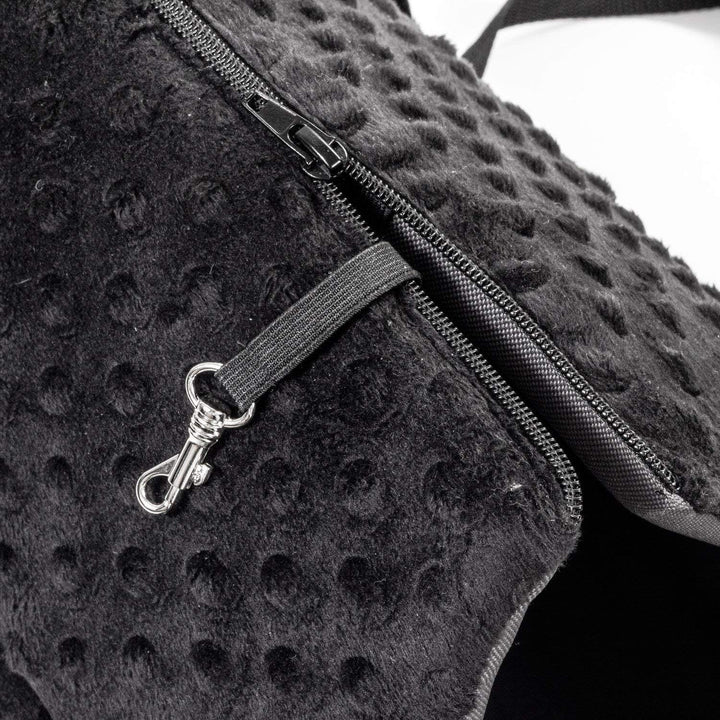 BOUTIQUE ZOO Hundetasche, Welpentasche - Schwarz (Minky), S bis 5 kg - Tragetasche für kleinen und m