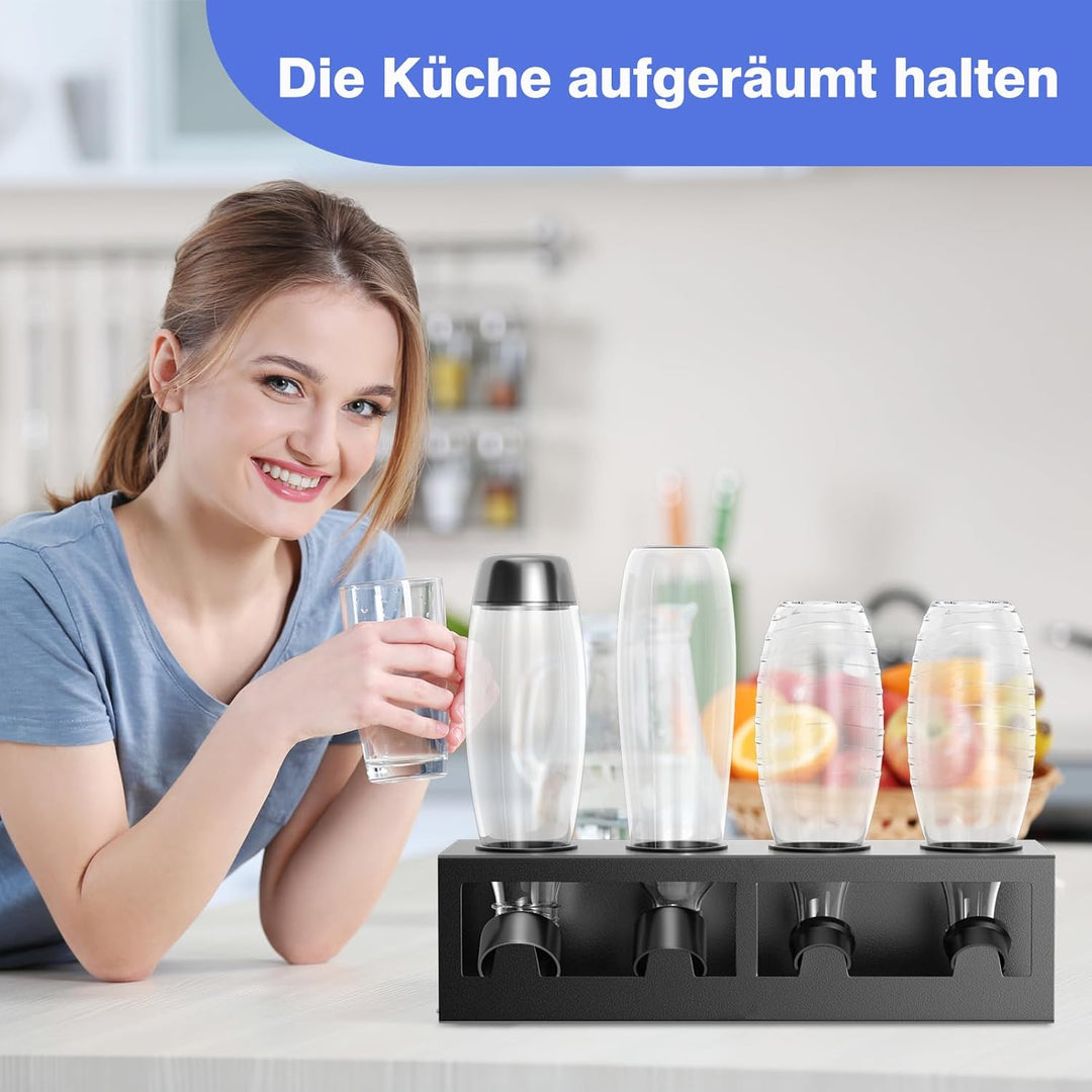 HOMMAND Flaschenhalter für SodaStream Crystal und Emil Flaschen, Edelstahl Flaschenhalter Abtropfges