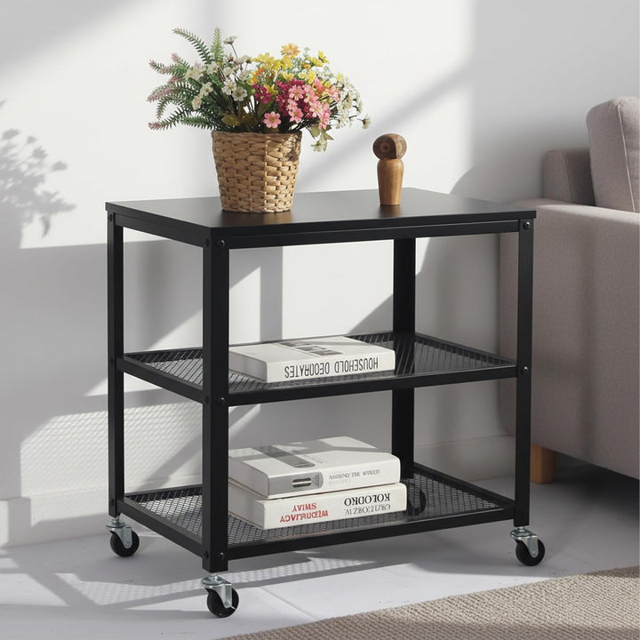Relaxdays Rollwagen, 3 Ablagen, Küche &amp; Wohnzimmer, H x B x T: 61 x 60 x 40 cm, Beistellwagen mit Ro
