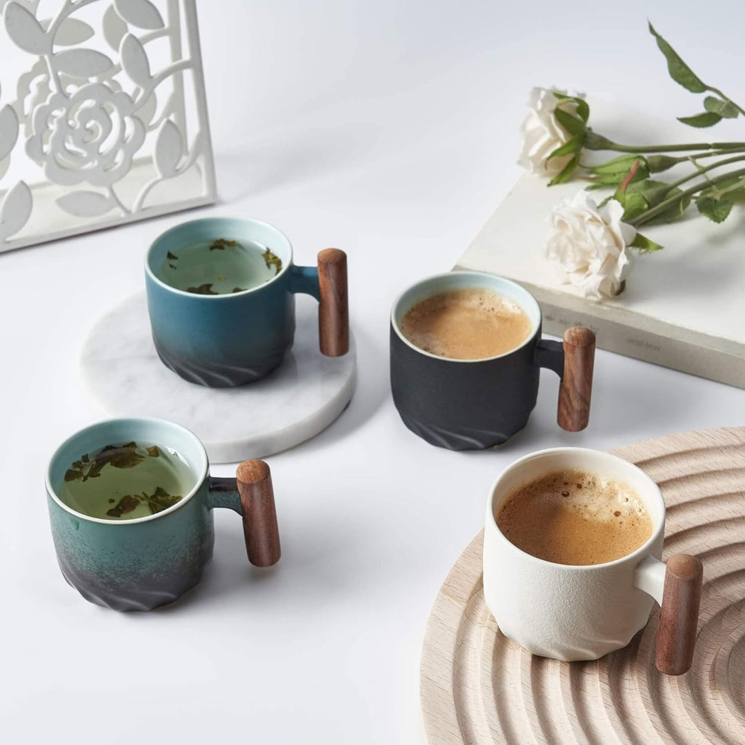 ERBO 2er Set Espressotassen 70 ml, Premium Espresso Tassen mit Henkel, Mini Teetasse Kaffeetasse aus
