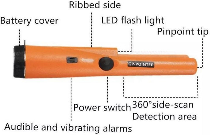 Metal Detectors Portable Gold Hunter GP-POINTER Orange Gold Finder Hand Held with LED light for Low