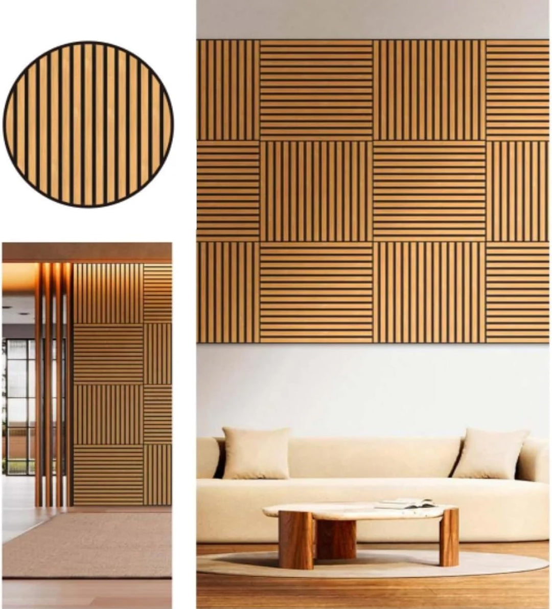 Dekorative Wandpaneele mit Filz und MDF Leisten – 60x60 cm - Nachhallreduzierend & Flexibel – 3 mm F