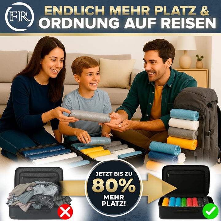 FiRiO Vakuumbeutel Reise zum Rollen I 8 STÜCK I Grösse M: 60x40cm I Vakuumbeutel für Kleidung Reise