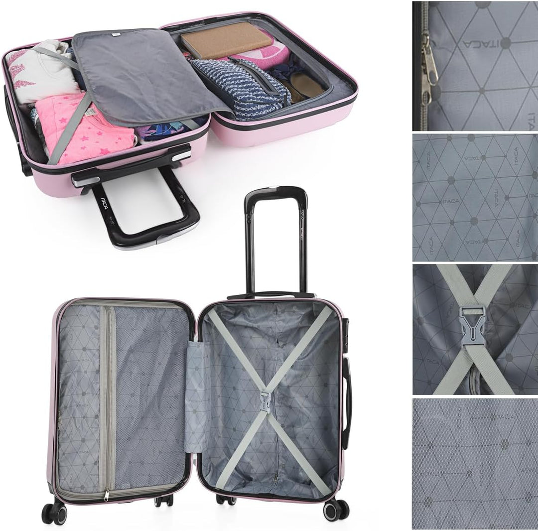 ITACA - Trolley Handgepäck Cabin Trolley Koffer Reisekoffer Hartschalenkoffer mit Zahlenschloss - Ka