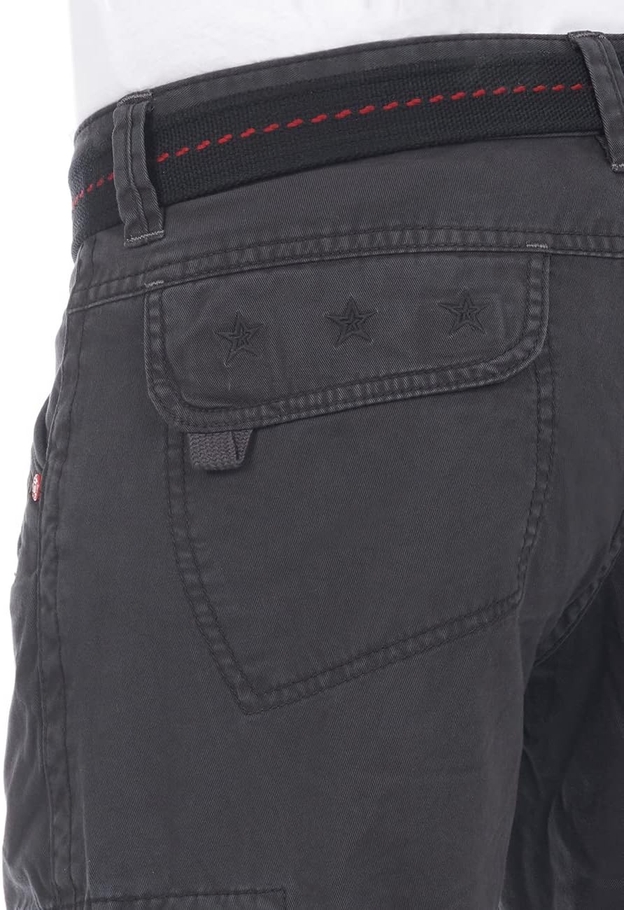 Timezone Herren Cargo Jeans Hose BenitoTZ Loose Fit Cargohose Stoffgürtel 100% Baumwolle Basic Tasch