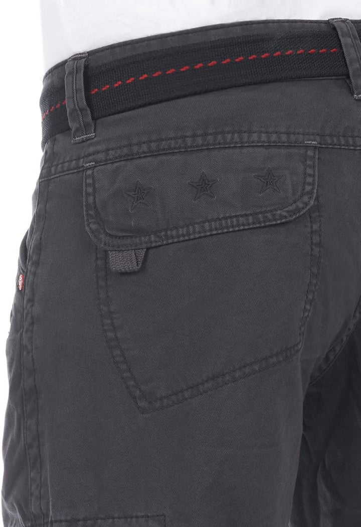 Timezone Herren Cargo Jeans Hose BenitoTZ Loose Fit Cargohose Stoffgürtel 100% Baumwolle Basic Tasch