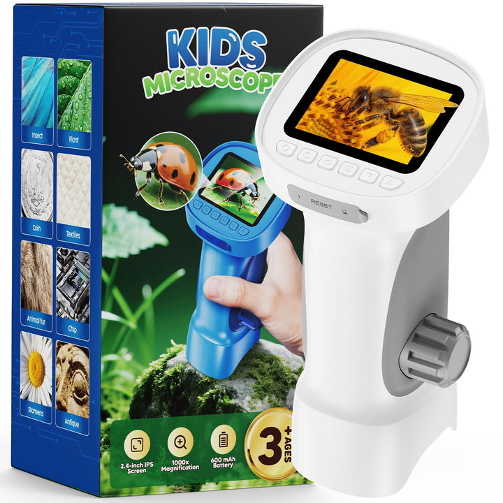 Mikroskop für Kinder 200-1000X - Tragbares Digitales Mikroskop Kinder, Handy USB Kindermikroskop mit