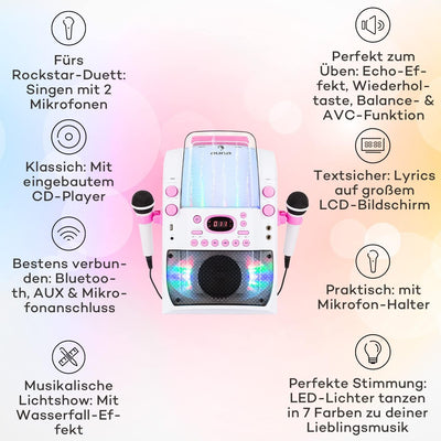 auna Kara Liquida BT Karaoke Anlage - Karaoke Maschine mit Multicolor-LED-Lichteffekt, Karaoke Box m