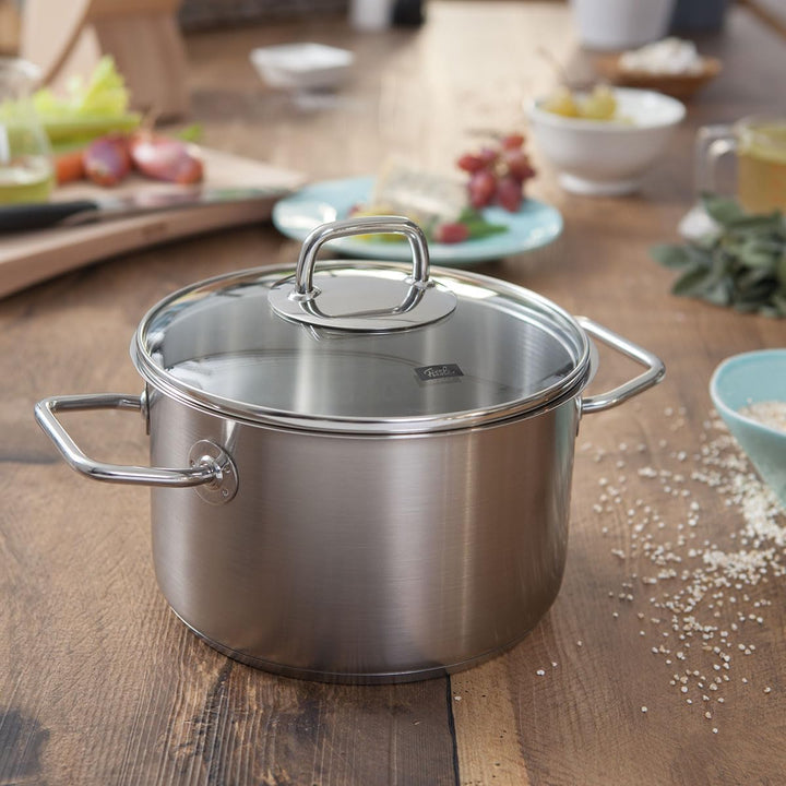Fissler Viseo / Edelstahl-Topf (3,6 L - Ø 20 cm) Kochtopf mit Glas-Deckel, Innenskalierung, Schüttra