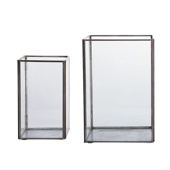 LaLe Living Vintage Laterne BATU 2er Set aus Eisen in Schwarz, Windlicht für Stumpenkerzen und Teeli