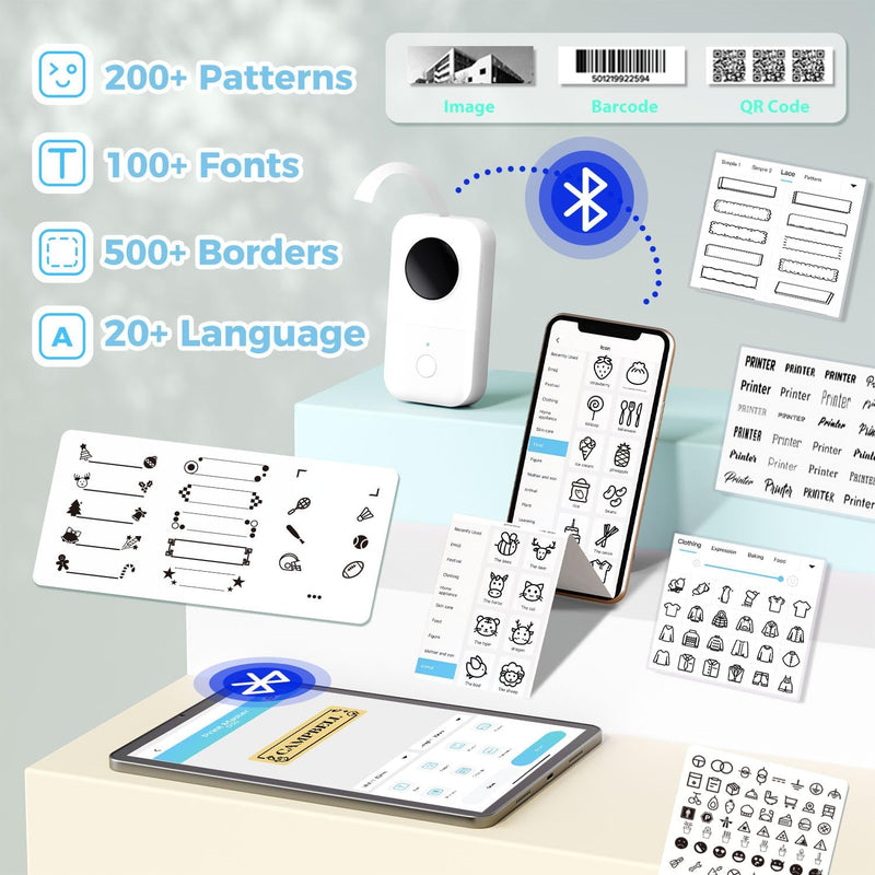 Phomemo D30 Bluetooth Etikettendrucker - Mini Beschriftungsgerät Selbstklebend Thermo Etikettiergerä