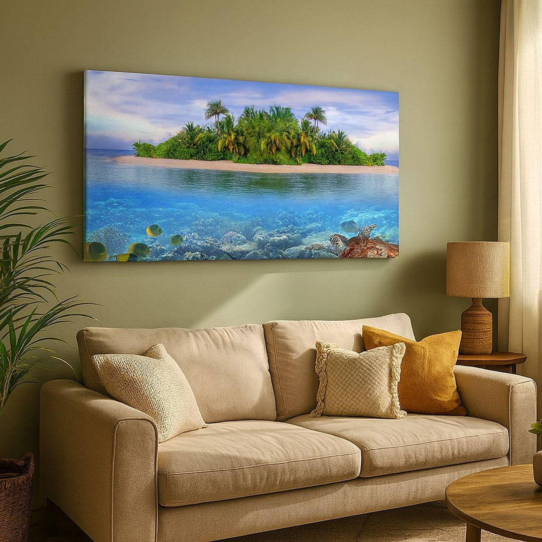 Wandbilder Dekoration Wohnzimmer Strand lagune wasser ozean Panorama Bilder auf Leinwand 120x50cm Le