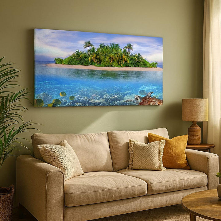 Wandbilder Dekoration Wohnzimmer Strand lagune wasser ozean Panorama Bilder auf Leinwand 120x50cm Le
