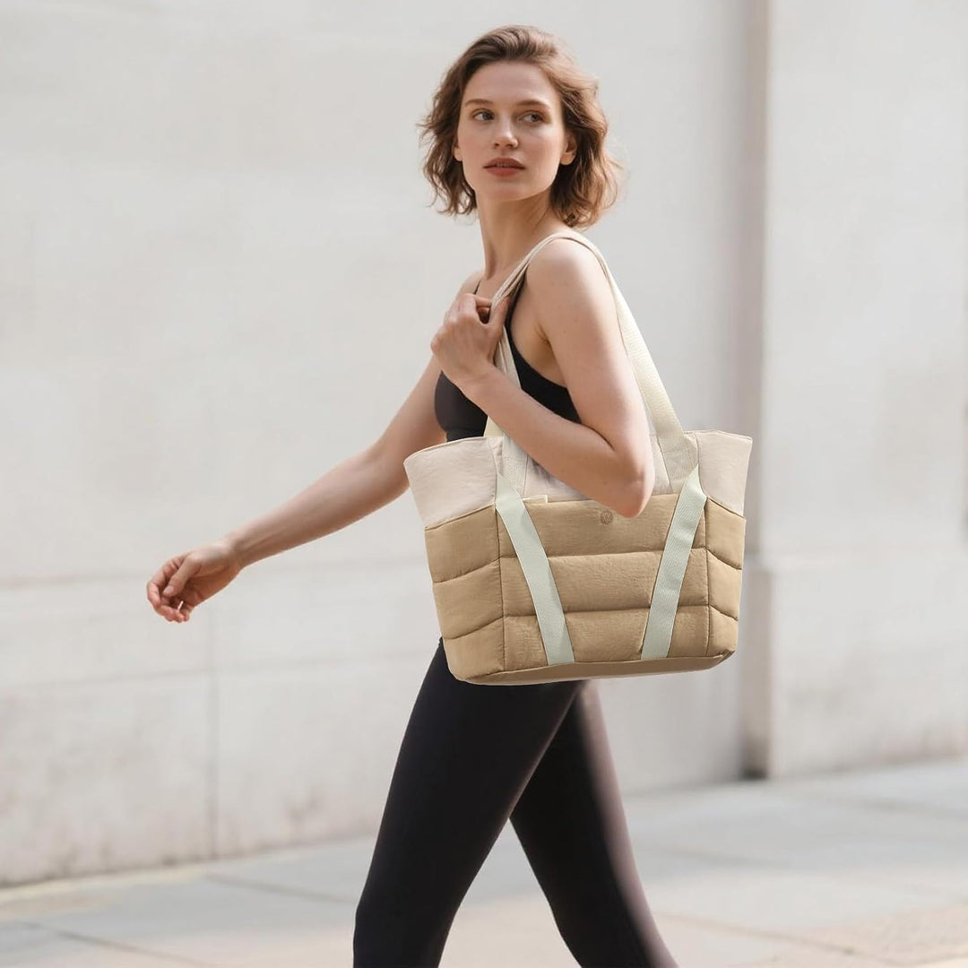 Axcone Tragetasche für Damen mit Reissverschluss,Gesteppte Tragetasche,Sporttasche mit Yogamatten-Gu