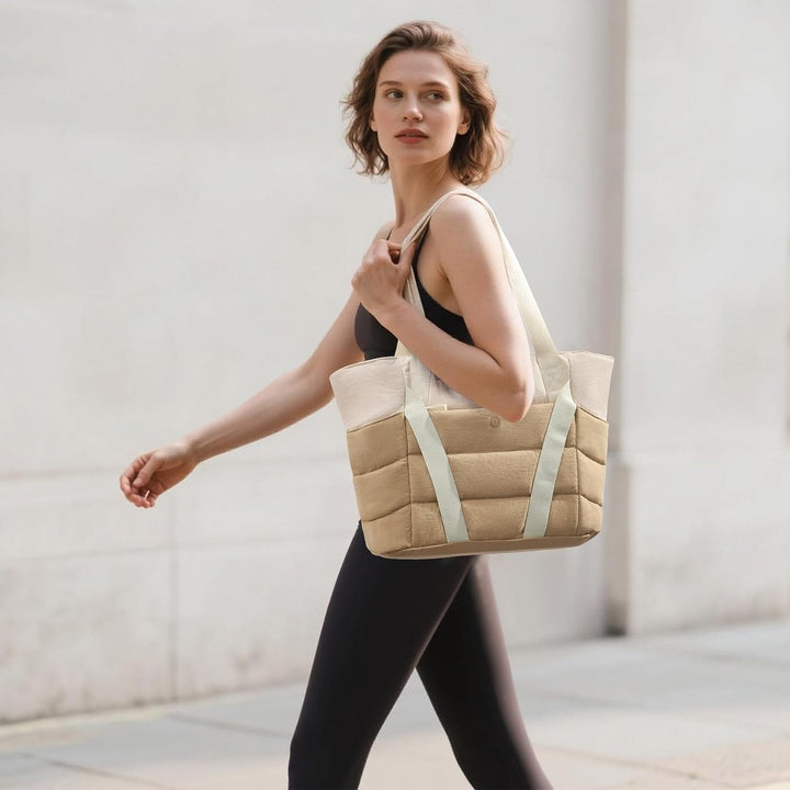 Axcone Tragetasche für Damen mit Reissverschluss,Gesteppte Tragetasche,Sporttasche mit Yogamatten-Gu