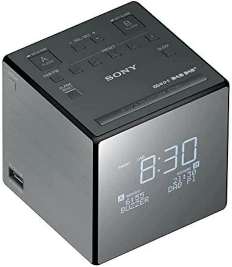 Sony XDR-C1DBP Uhrenradio (DAB/DAB+, digitalem Radioempfang, grosse Uhranzeige mit Helligkeitssteuer