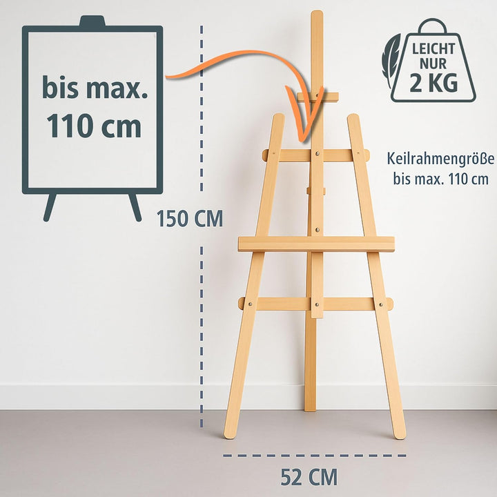 Staffelei Holz gross 150 cm - Leinwand Ständer Hochzeit Staffeleien Feldstaffelei höhenverstellbar H