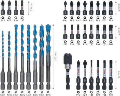 Bosch Professional 35tlg. MultiConstruction Bohrer- und Impact Control Schrauberbit-Set (Pick and Cl