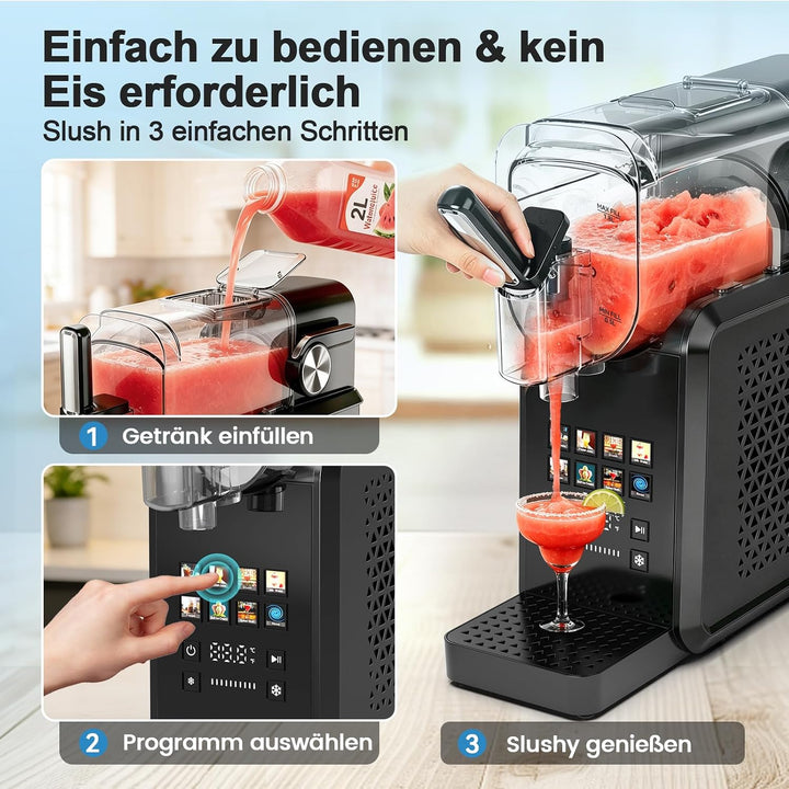 Slushie-Maschine, 2L Slush Eismaschine für Zuhause, Slush Ice Maker mit 8 Modi, kein Eis &amp; kein Mixe