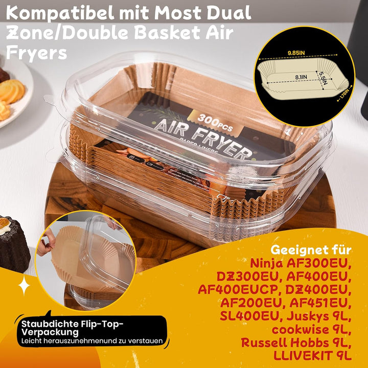 300 Stück Backpapier für Heissluftfritteuse mit Doppelkammer Ninja Dual Zone