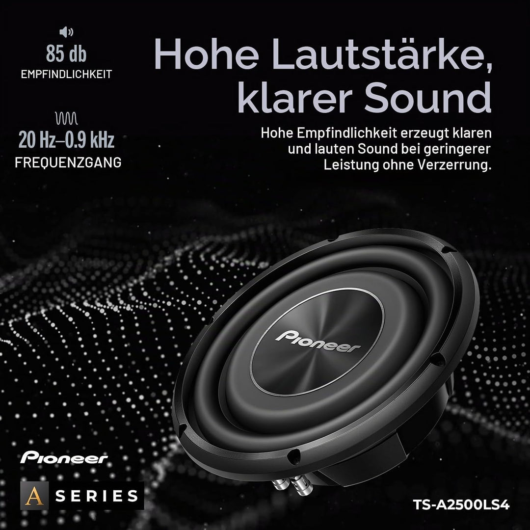 Pioneer TS-A2500LS4 Passiv Subwoofer, leistungsstarker Subwoofer mit 1200 W Maximalleistung, 25 cm,