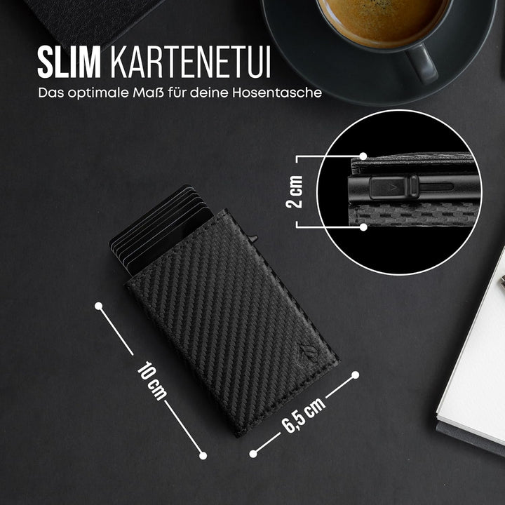 CARD Nine® Kartenetui mit RFID-Schutz - Smart Wallet - Pop-Up-Geldbörse - Cardholder - Portemonnaie