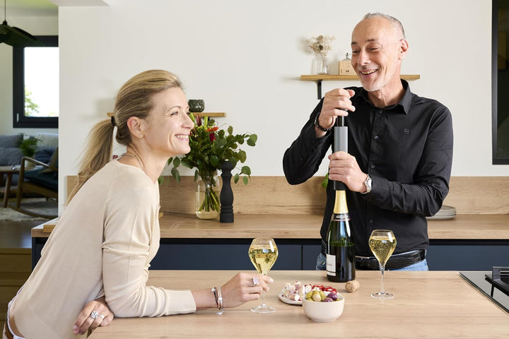 2in1 Vakuumpumpe für Wein & Champagner, 20 cm, Aluminium Karbonfarben Manuelle, Karbonfarben Manuell