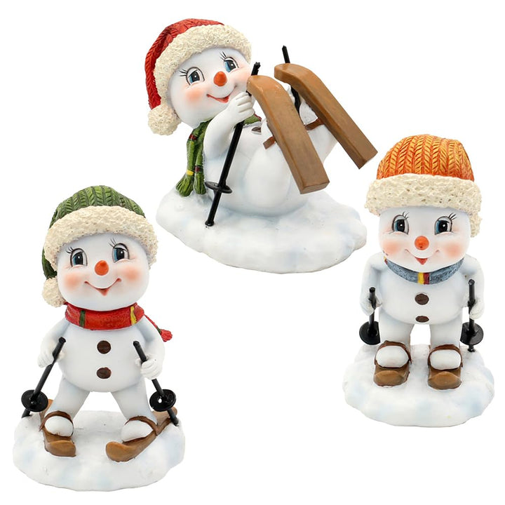 Schneemanndeko, Winterkinder, Deko - Schneemann, Schneekinder mit Mütze und Schal grün/rot/orange au