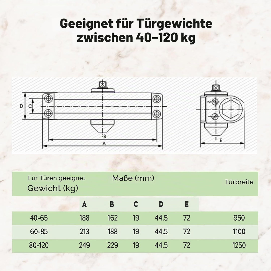 PALMAT - Automatischer Einstellbarer Hydraulischer Türschliesser - Komplett mit Montageplatte, Norma