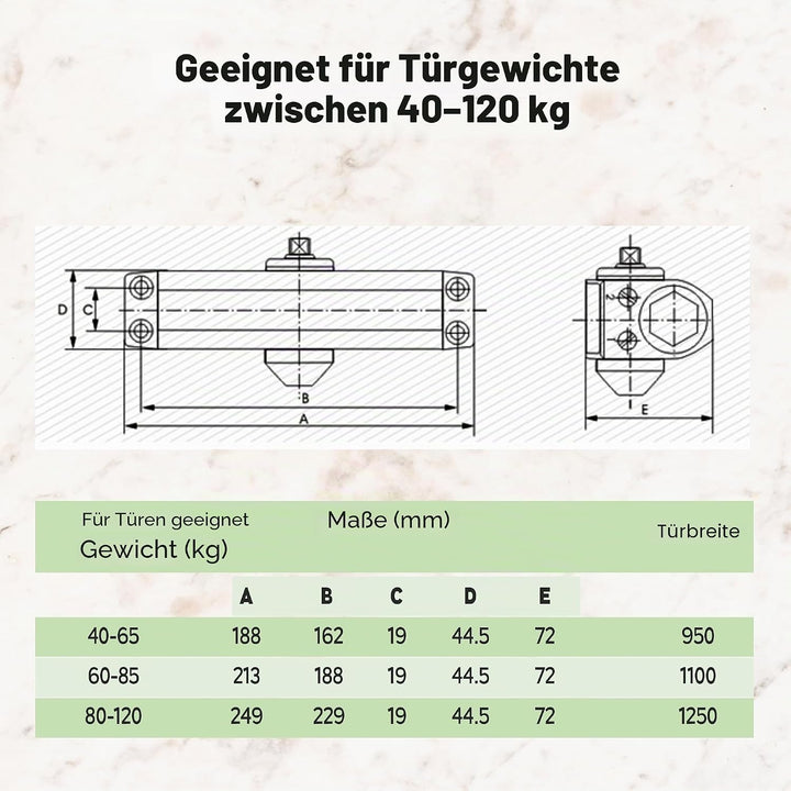 PALMAT - Automatischer Einstellbarer Hydraulischer Türschliesser - Komplett mit Montageplatte, Norma