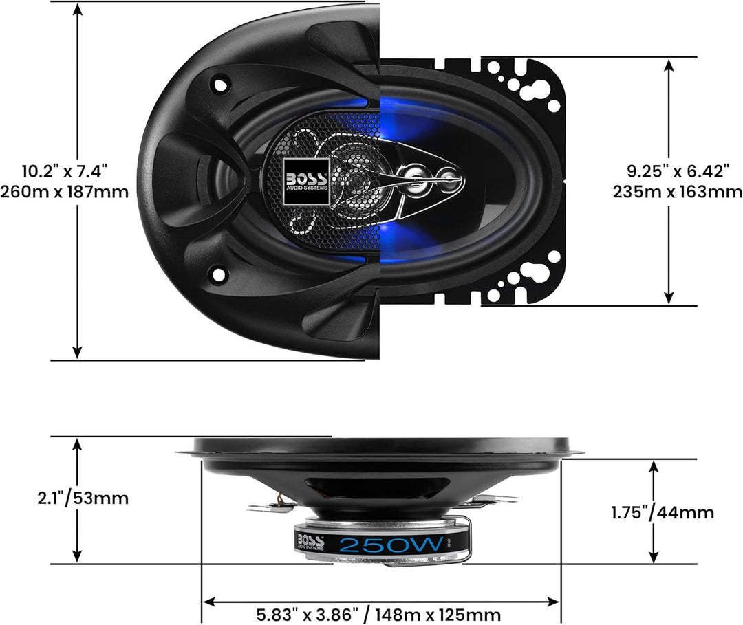 Boss Audio Systems BE464 250 Watt pro Paar, 10,2 x 15,2 cm, volle Reichweite, 4-Wege-Autolautspreche